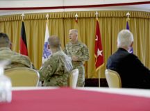 Maj. Gen. Thomas Solhjem, U.S. Army Chief of Chaplain, visits leaders from 21st Theater Sustainment Command Oct. 19 in Kaiserslautern, to introduce and discuss the Spiritual Readiness Initiative. This three day training targets all Army personnel to help build and sustain Army readiness.