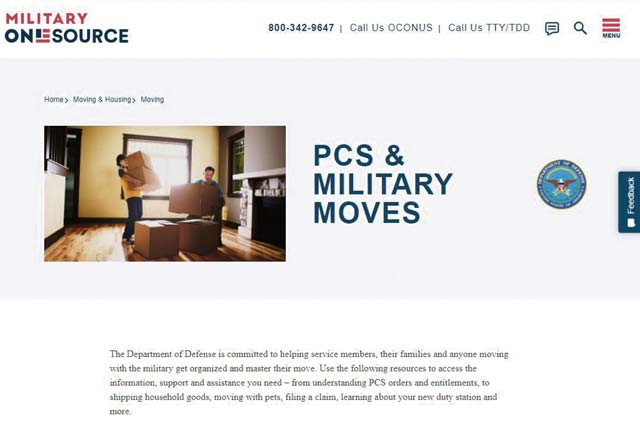 The new Military OneSource page, PCS & Military Moves, features all the resources and assistance a moving customer might need for their entire relocation experience, saving time and making it easier to access information from one centralized location.  Photo courtesy of Transcom