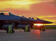 U.S. Air Force F-16 Fighting Falcons sit parked at Morón Air Base, Spain, April 8. The F-16s completed a coronet mission, crossing the Atlantic Ocean nonstop. A coronet is required when aircraft do not have the fuel capacity to cross a large body of water and tanker aircraft complete the trip alongside them, refueling along the way.