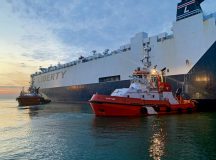 The commercial cargo vessel Liberty Promise arrive at the port of Koper Oct. 9 in Koper, Slovenia carrying approximately 800 equipment items belonging to the 101st Division Sustainment Brigade "Lifeliners," 101st Airborne Division "Air Assault." Elements of the 101st Airborne Division, from Fort Campbell, Kentucky, are deploying to support the United States’ unrelenting commitment to our European and NATO allies. This temporary deployment is in response to the invasion of Ukraine and is not a permanent change to the overall Army force posture in Europe. (U.S. Army photo by Mr. Jeff Jurgensen)