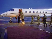 Leaders from the 86th Airlift Wing and U.S. Air Forces in Europe - Air Forces Africa greet Secretary of the Air Force Frank Kendall upon his arrival at Ramstein Air Base, Germany, Dec. 19, 2022. During the visit Kendall met with Airmen and leaders across RAB to foster open dialogue and communication. (U.S. Air Force photo by Senior Airman Alexcia Givens)