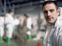 U.S. Air Force Master Sgt. Christopher Chamberlin, 86th Aircraft Maintenance Squadron aircraft maintenance unit superintendent, puts on protective gear during exercise Radiant Falcon at Ramstein Air Base, Germany, March 16, 2023. The exercise consisted of leadership seminars, a practical tabletop exercise and an immersive training opportunity for Airmen at RAB. (U.S Air Force photo by Staff Sgt. Jacob Wongwai)