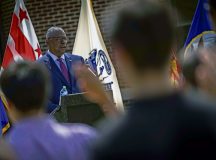 Secretary of Defense Lloyd J. Austin III administers the oath of enlistment to 90 new recruits at the Baltimore Military Entrance Processing Center at Fort Meade, Md., July, 5. Photos by Chad J. McNeeley