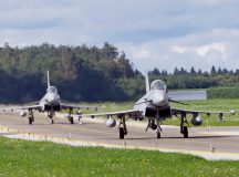 NATO Allies conducted verification testing above Romania on how their air assets work together to protect NATO airspace with Integrated Air and Missile Defence assets. Two Spanish Eurofightes taxiing for the mission at Ämari Air Base, Estonia, Aug. 24.