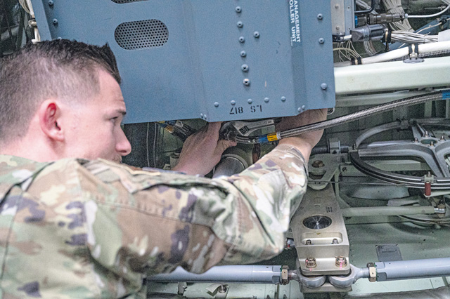 Maintenance conducts deep inspection on C-130J aircraft