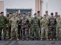 U.S. Army Soldiers from the 21st Theater Sustainment Command and foreign liaison officers from U.S. Army Europe and Africa take a group photo together after a meeting on Panzer Kaserne, Kaiserslautern, Germany, on Jan. 30, 2024. The USAREUR-AF LFOs met with 21st TSC logisticians to discuss future interoperability operations (U.S. Army photo by Spc. Samuel Signor).