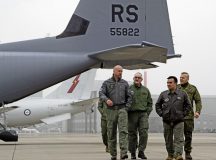 U.S. Air Force and NATO members walk away from a C-130J Super Hercules during the European Airborne/Airlift Conference at Ramstein Air Base, Germany, Feb. 29, 2024. NATO works with the European Union to avoid duplication and ensure complementarity of efforts, and conference’s like this provided clear goals the countries work to accomplish. (U.S. Air Force photo by Airman Dylan Myers).