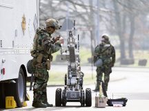 U.S. Air Force Senior Airman D’Andre Goodson, 786th Civil Engineer Squadron Explosive Ordnance Disposal technician, prepares an ANDROS F6 robot to inspect a training unexploded ordnance at Ramstein Air Base, Germany, March 6, 2024. A cordon was established by the 86th Security Forces Squadron while the 786th CES EOD inspected UXO as part of Operation Varsity 24-1, a quarterly base readiness exercise. (U.S. Air Force photo by Senior Airman Andrew Bertain)