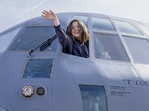 A Department of Defense Education Activity student tours a C-130J Super Hercules during a Fly Like a Girl event at Ramstein Air Base, Germany, March 20, 2024. Over 900 students from the Kaiserslautern Military Community attended the FLAG event. (U.S. Air Force photo by Airman 1st Class Eve Daugherty)