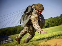 U.S. Army and International Paratroopers conduct a static line Airborne jump using their MC-6 parachutes out of a Ch-47 Chinook Helicopter during Leapfest at Glen Rock Drop Zone, Exeter, Rhode Island, August 2, 2025. All competing Paratroopers use the MC-6 parachute, a steerable canopy, to navigate towards designated target areas on the drop zone. Their performance is judged on how quickly they can land, execute a parachute landing fall and reach a specific target area. The competition is both individual and team-based, with the fastest combined times determining the winners. 

Leapfest is the largest, longest standing, international static line parachute training event and competition hosted by the 56th Troop Command, Rhode Island Army National Guard to promote high level technical training and esprit de corps within the International Airborne community. (U.S. Army photo by Staff Sgt. Eric Kestner)