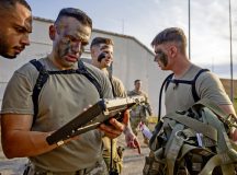 U.S. Airmen assigned to the 86th Munitions Squadron conduct an inventory check during an exercise at Ramstein Air Base, Germany, Aug. 28, 2025. Airmen from teams competed in timed mission tasks, pushing each team to work under pressure, build communication skills, and share resources to mutually support mission success. (U.S. Air Force photo by Airman 1st Class Dylan Myers)