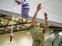 U.S. Air Force Capt. Westley Vicente, 86th Medical Group mental health element chief, does a vertical jump test during the October PT Month Health Fair at Ramstein Air Base, Oct. 17. By combining fitness activities, nutritional education and support programs, the event strengthened awareness of holistic approaches to readiness.