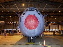 A U.S. Air Force C-130J Super Hercules aircraft is decorated in the holiday spirit during a Rudolph the Red-Nosed Herc event at Ramstein Air Base, Dec. 5. As part of an annual tradition, a C-130J is decorated to look like Rudolph the red-nosed reindeer. Photo by Airman Paden Henry
