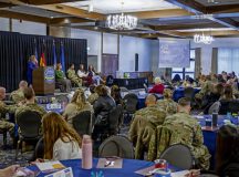 Typhany Lovdahl, 86th Vehicle Readiness Squadron key support liaison, shares her insights on best practices for communicating with incoming spouses during the 2026 Keys Symposium at Ramstein Air Base, Germany, Jan. 13, 2026. During the event, Lovdah also highlighted how early connections can positively shape the overseas experience for Airmen and their families. (U.S. Air Force photo Senior Airman Brenden Beezley)