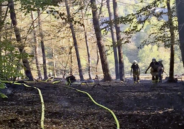 U.S. Army Garrison Rheinland-Pfalz firefighters joined forces with German emergency responders April 26 to contain a large brush fire that threatened the A6/A63 autobahn interchange. German firefighters at the Kaiserslautern Main Dispatch Center issued a request for support, and the garrison’s Directorate of Emergency Services responded without delay.
