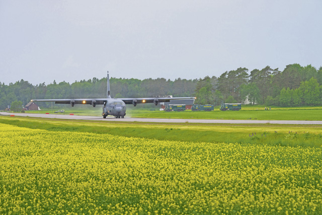 37th Airlift Squadron, 86th Operations Support Squadron execute historic highway landing in Sweden