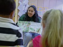 U.S. Air Force Airman 1st Class Michelle Sies, 86th Airlift Wing Public Affairs specialist and volunteer, reads a children's book to students at Kita Villa Winzig, Kaiserslautern, Germany, June 11, 2026. The German-American Reading Program is an 86th AW Host Nation Office and Kita Villa Winzig community outreach effort that introduces German children to the English language at an early age. (U.S. Air Force photo by Senior Airman Trevor Calvert)